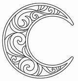 Moon Crescent Coloring Drawing Wood Patterns Burning Color Stencil Pages Adult Celtic Embroidery Pyrography Stencils Tumblr Pattern Printable Urban Threads sketch template