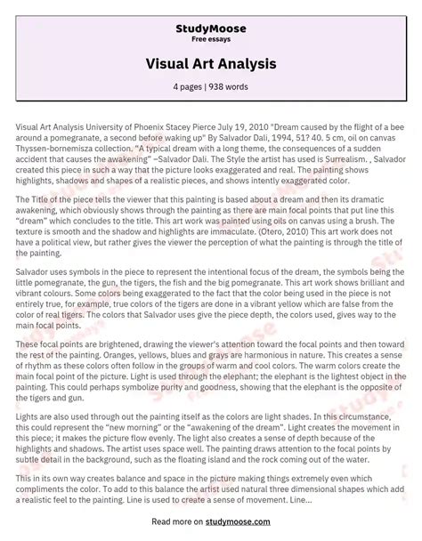 visual art analysis  essay