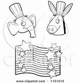 Elephant Republican Flag Clipart Cartoon Coloring Donkey Democratic American Vector Cory Thoman Outlined 2021 sketch template