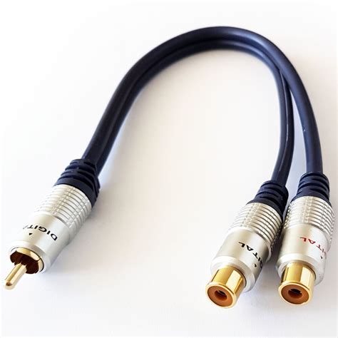 1 rca male to 2 phono female splitter y adapter cable lead t subwoofer