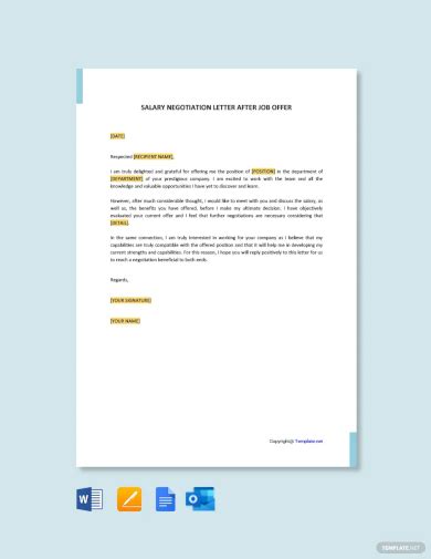 sample salary negotiation letter templates  ms word