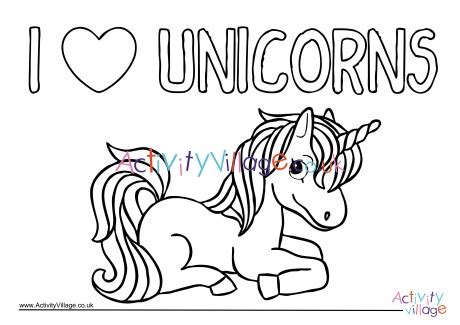 love unicorns colouring page