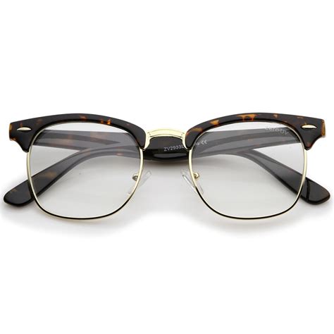 zerouv retro square clear lens horn rimmed half frame eyeglasses ebay