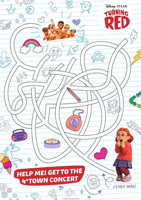 printable pixar turning red coloring pages activity sheets