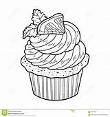 Cupcake Coloring Lemon Book Vector Stock Illustration Preview sketch template