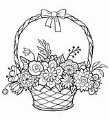 Flowers Basket Coloring раскраски Pages Print все категории из sketch template