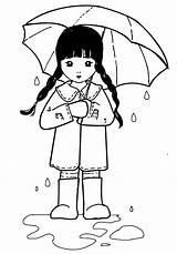 Clipart Umbrella Outline Girl Using Cliparts Library sketch template