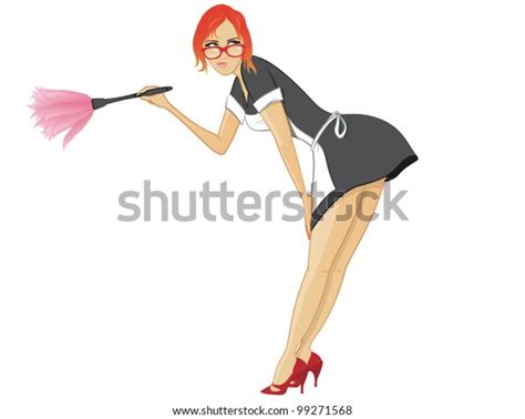 sexy maidcleaning lady dusting stock vector royalty free 99271568