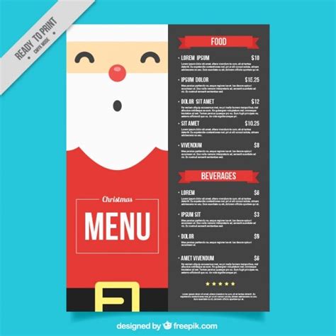 vector christmas menu template  nice santa claus  flat design