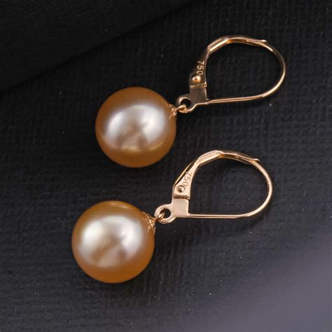 Golden South Sea Pearl Solitaire Earrings In 18k Yellow Gold 6242904