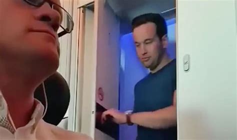 watch passengers caught sneaking out of an airline toilet after