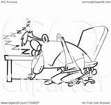 Outlined Dozing Exhausted Desk Illustration Man His Royalty Clipart Toonaday Vector Background sketch template