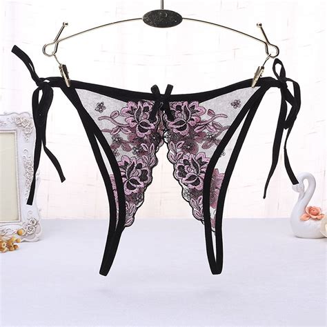 Girl Sexy Double Strap Crotchless Women Embroidery Lace Lingerie