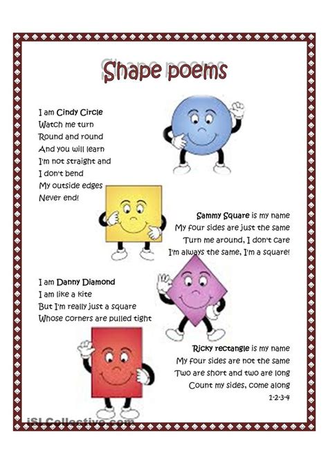 shape poems  preschoolers kids poems preschool
