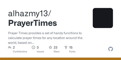 github alhazmyprayertimes prayer times   set  handy functions  calculate