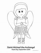 Michael Archangel Saint Coloring Kids Sheet Catholic sketch template