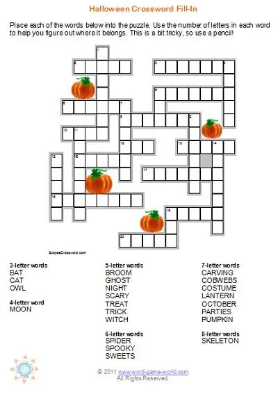 halloween crossword puzzles  great   fall party