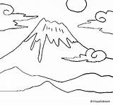 Fuji Coloring Mount Mt Colorear Japan sketch template