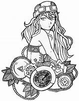 Steampunk Lineart Drawing Punk Deviantart Skull Pages Coloring Colouring Getdrawings Girl Choose Board sketch template