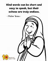 Teresa Mother Coloring Kind Words Pages 10minutesofqualitytime Members Quotes sketch template