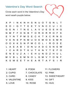 valentines day word search puzzle  worksheet  february