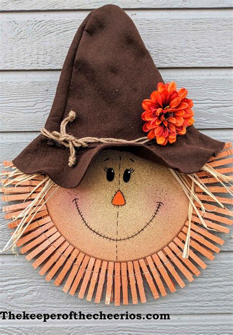 Scarecrow Pizza Pan Clothespin Wreath Wreath Crafts Clothes Pin