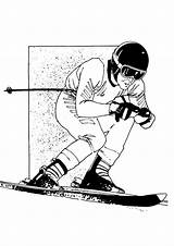 Skieen Skifahren Kleurplaat Kleurplaten Skiing Olympique Thema sketch template