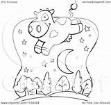 Moon Cow Over Cartoon Coloring Crescent Clipart Vector Jumped Leaping Trees Cory Thoman Outlined Template Pages sketch template