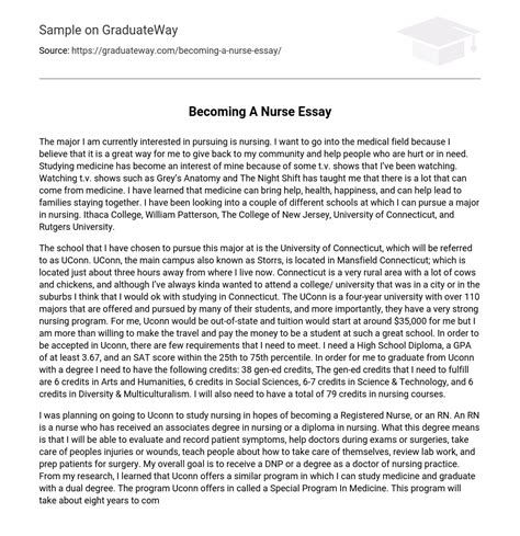 nurse essay  words  essay   graduateway