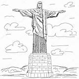Cristo Redentor Christ Janeiro Redeemer Brazil Vecteur Tonal Aire Pia Graphique Sil Modifi sketch template