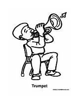Trumpet Playing Band Coloring Music Colormegood sketch template