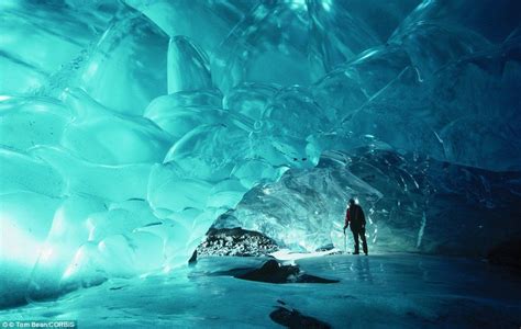 power  beauty  stunning ice caves lying deep beneath alaskas