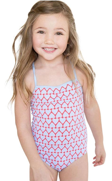 Stella Cove Heart Print Red And Light Blue Swimsuit