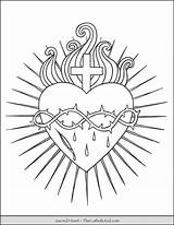 Sacred Thecatholickid Catholic Corazon Sagrado Dibujos Corazones Bordado Bordar Sacré Patrones Bordados Corazón Tela Hertot Shaneka sketch template