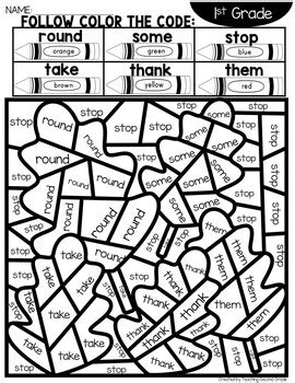 sight words fall coloring sheets  st grade words teaching