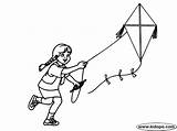 Kite Coloring Pages Flying Clipart sketch template