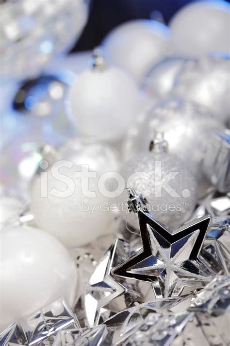 silver christmas decorations stock photo royalty  freeimages