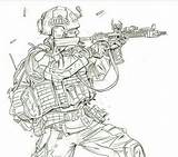 Military Coloring Soldier Combat sketch template