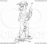Sweeping Coloring Floor Man Outline Clipart Illustration Royalty Rf Bannykh Alex sketch template