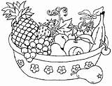 Basket Drawing Vegetable Fruits Coloring Kids Getdrawings sketch template