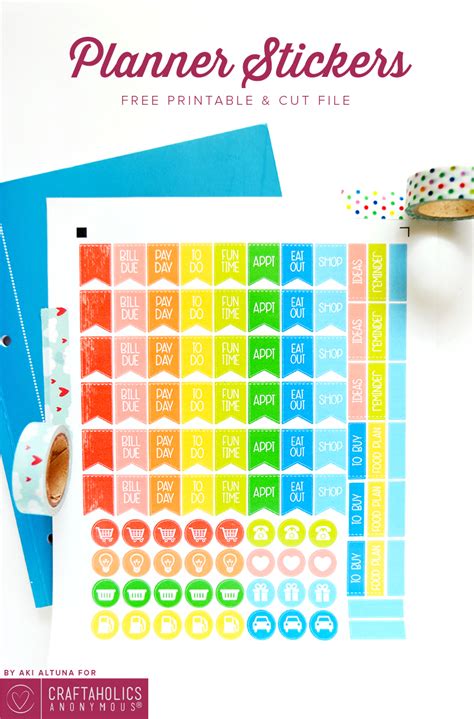 craftaholics anonymous  planner stickers printable svg cut file