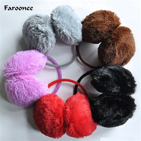 Faroonee Women Girl Fluffy Earmuffs U Pick Solid Color Winter Warm Soft