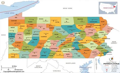pennsylvania labeled map printable map  pennsylvania printable maps