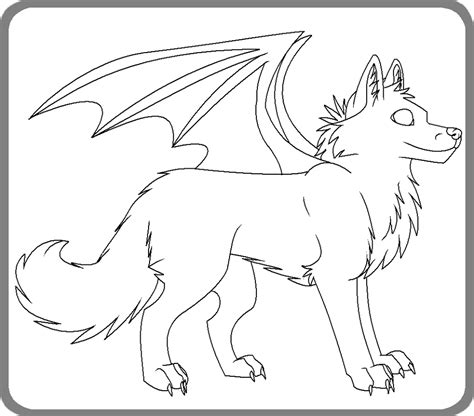 winged wolf coloring coloring pages