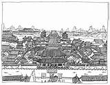 Coloring City Forbidden Beijing China Pages Interdite Asia Adult Cite Adults sketch template