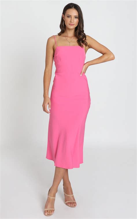 Regina Satin Slip Dress In Hot Pink Showpo
