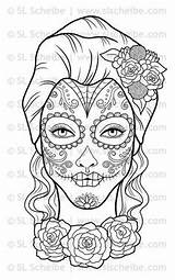Coloring Pages Skull Dead Cholo Sugar Tattoo Calavera Adult Dia Los Coloriage Muertos Para Mexicana Girl Pintar Color Etsy Digital sketch template