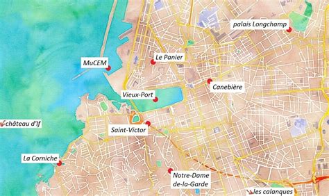 carte des points touristiques de marseille longchamp provence saint