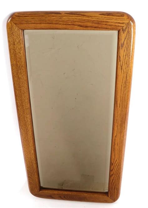 Mod Oak Frame Bevelled Plate Glass Mirror For Sale At 1stdibs