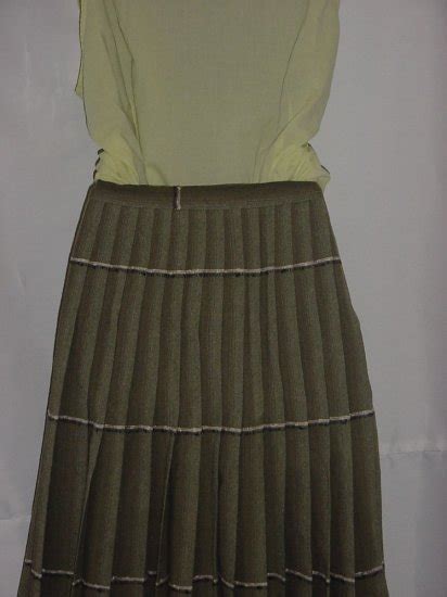 Skirt Reversible Green Pleated Skirt Plaid 1960s Vintage 59